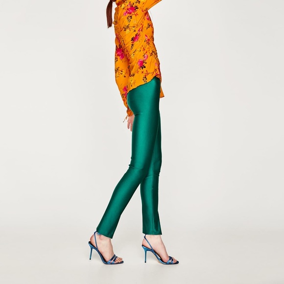 NWT Zara STUDIO Emerald Green Leggings Ponte Pant - Picture 5 of 8